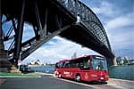 Sydney Explorer bus under Harbour Bridge